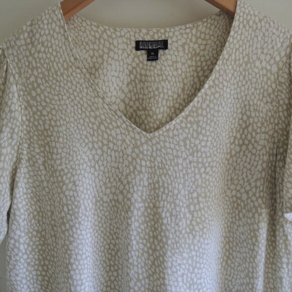 Nicole Miller Tan & White Linen Blend Shift Dress XL - Picture 3 of 9